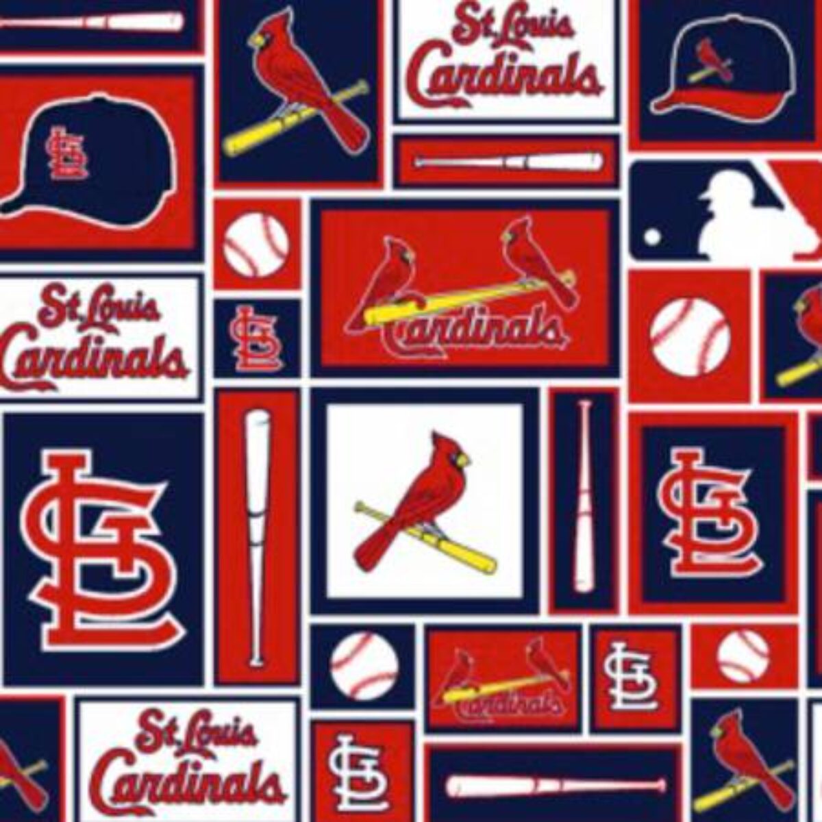 St. Louis Cardinals 58 100% Polyester Fleece Logo Sports Sewing & Craft  Fabric 10 yd By the Bolt, Red, White and Yellow 