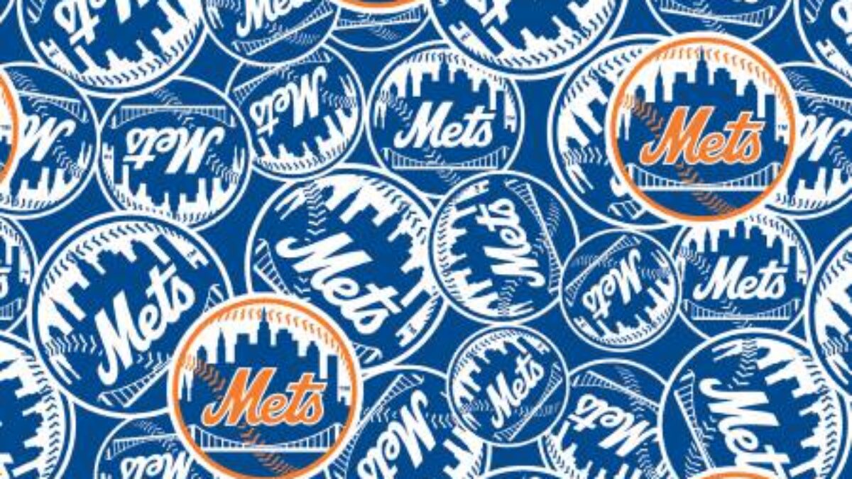 MLB Logo New York Mets Orange & Blue 6666 Circles 100% Cotton