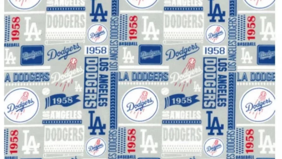 Los Angeles Dodgers Cotton Fabric Mascot Logo - 2 Yrds