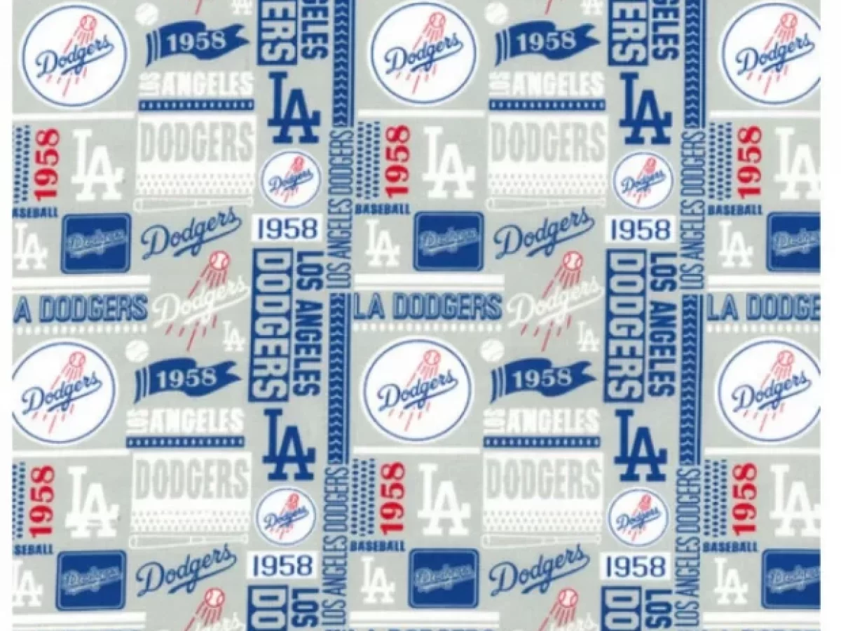 Los Angeles Dodgers Pink MLB Cotton Fabric - MLB Cotton Fabric By